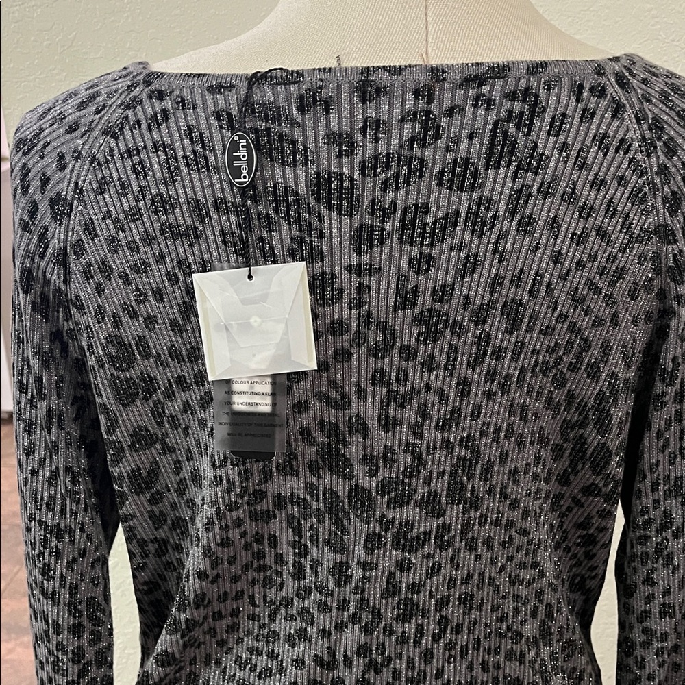 Belldini Black and Gray Sequin V-Neck Sweater - Picture 5 of 8